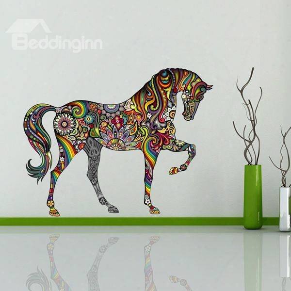 Creative Digital Colorful Horse Pattern Wlal Stickdrs