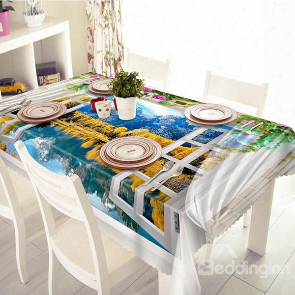 Creative Polyester Window Scenery 3d Tablecloth