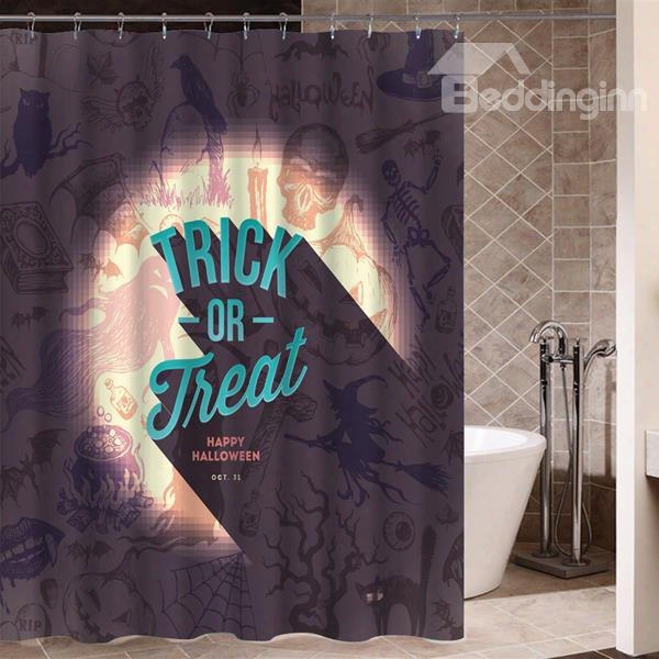 Cute Trick Or Treat Theme 3d Printing Waterproof Shower Curtain
