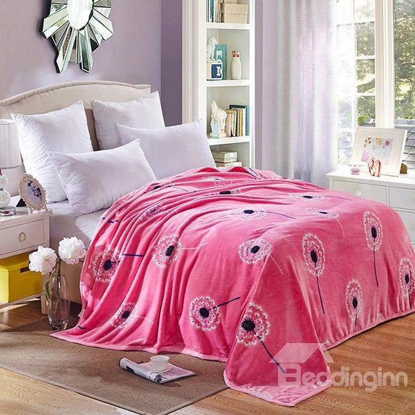 Dandelion Print Sweet Pink Blanket Suitable For All Seasons