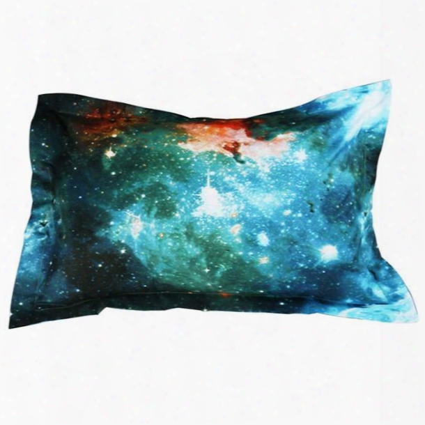 Dazzling 3d Galaxy Printed Polyester 2-piece Pillow Cases