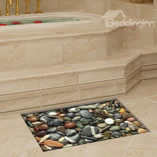 Decorative Stone Pattern Slipping-preventing Water-proof Bathroom 3d Floor Sticker