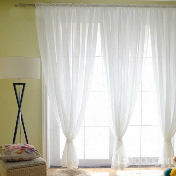 Elegant Concise Solid White One Paneels Custom Sheer Curtain