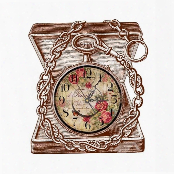 Elegant Jewelry Box Pattern Needle And Digital Sticker Wall Clock