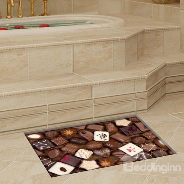 Fashion Delicious Chocolate Pattern Slipping-preventing Water-proof Bathroom 3d Floor Sticker