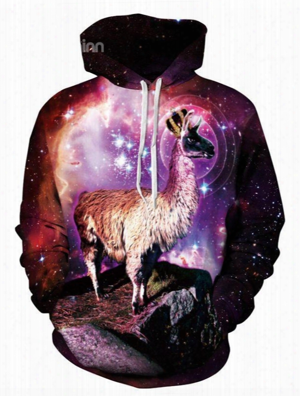 Fashion Long Sleeve Sheep Wear Crown Pattern 3d Painted Hoodie