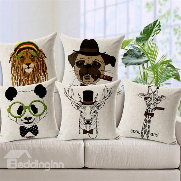 Fashionable Lovely Cartoon Animal Print Throw Pillow Case