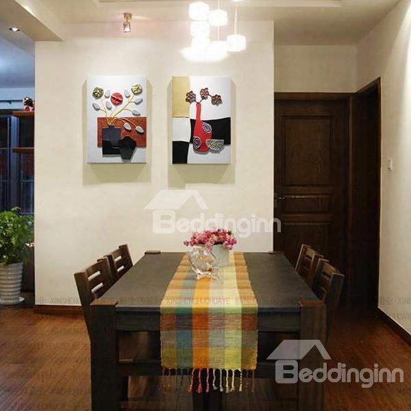 Flowers In Vase Hanging 2-piece Handmade Polyurethane Waterproof And Eco-friendly Framed Prints