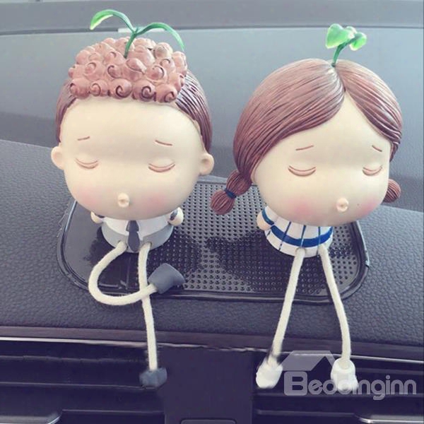 Fresh And Beautiful Cartoon Charcters Leisurely Sitting Creative Car Decor