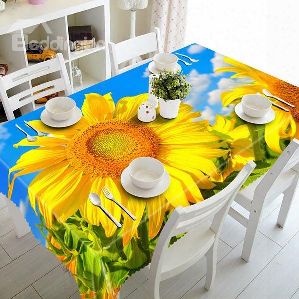 Fresh Polyester Sunflowers Pattern 3d Tablecloth