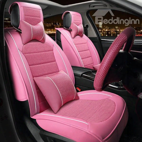 Girly Textured Pink Color Design And Attractive Universal Car Seat Cover