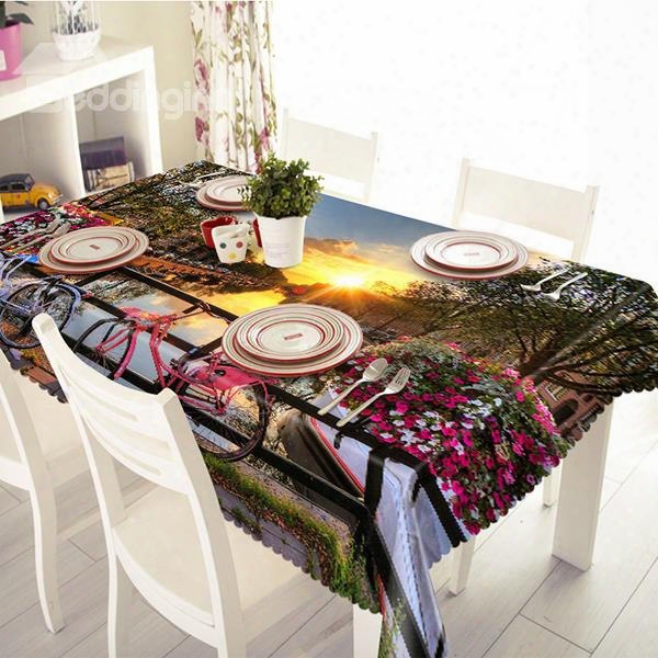 Gorgeous Countryside Sunset River Scenery Pattern 3d Tablecloth