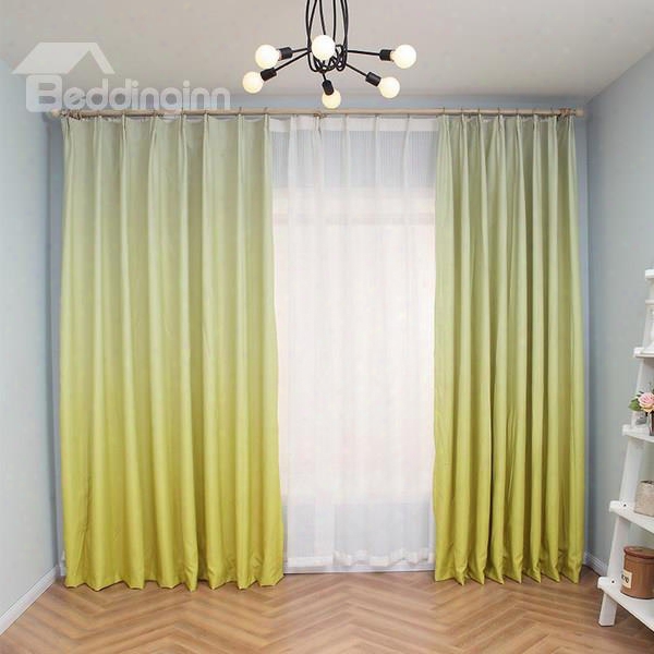 Gorgeous Lemon Yellow Gradient Color Custom Shading Curtain