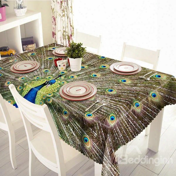 Gorgeous Polyester Peacock Pattern 3d Tablecloth