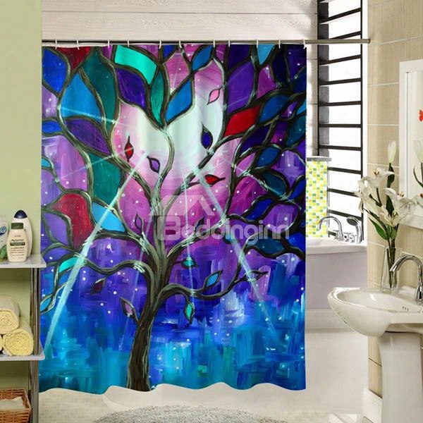 Gorgeous Tree With Colored Leaves Printing 3d Shower Curtain