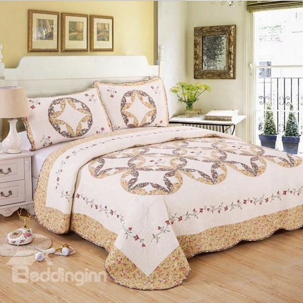 Graceful Lovely Floret Embroidery 3-piece Bed In A Bag