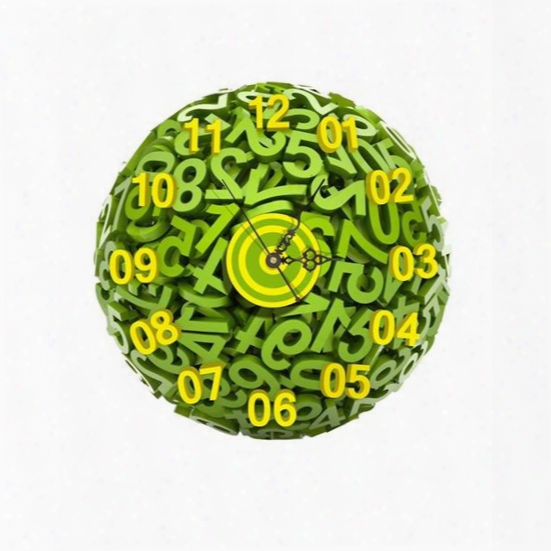 Green Arabic Numerals Pattern Needle And Digital Sticker Wall Clock