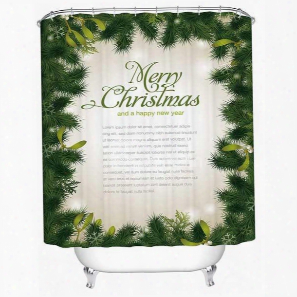 Green Pine Leaves Print 3d Shower Curtain