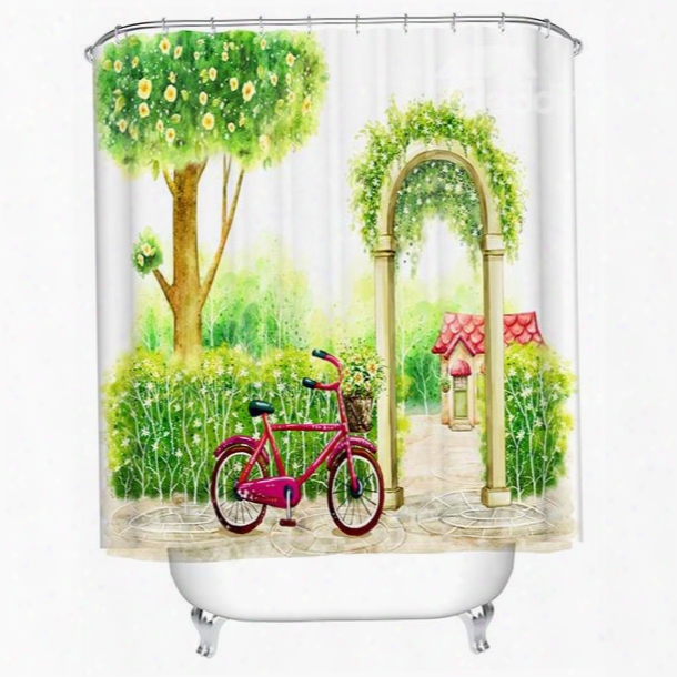 Hand-painted Garden Door Print Bathroom Shower Curtain