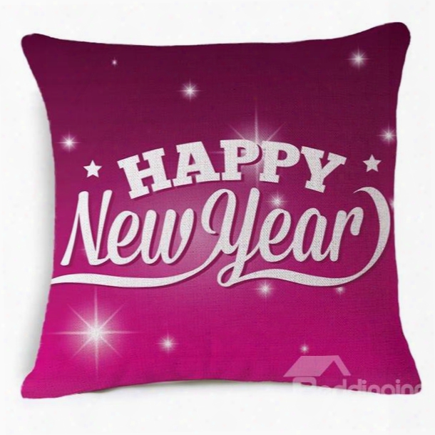 Happy New Year Print Burgundy Throw Pillow Case