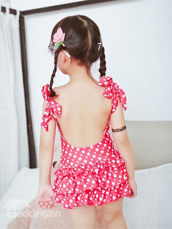 Kid Sweet Polka Dots Beach Cloth Parent-child Family Matching Clotues Outfit Kid Swimwear