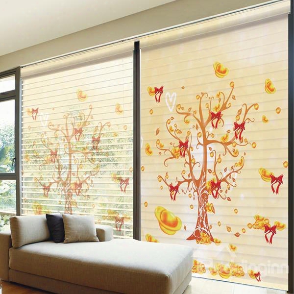 Magic Tree With Gold Coin Printing Shangri-la Blind & Roman Shades