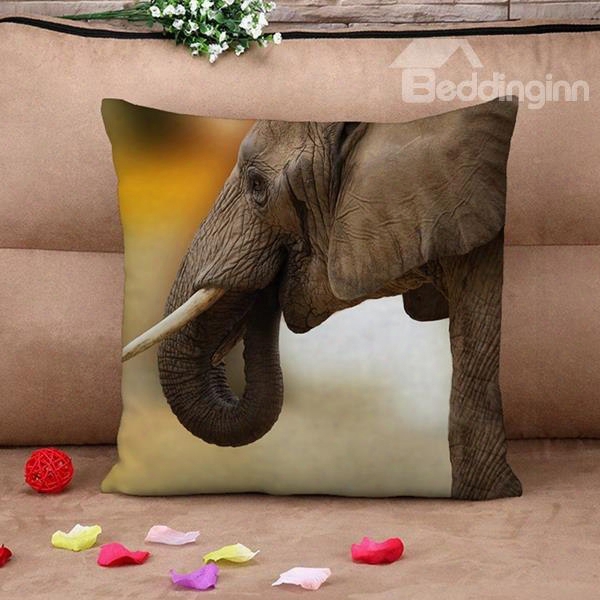 Marvelous Elephant Print Square Throw Pillow Case