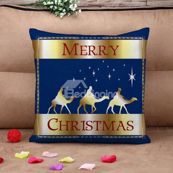 Merry Christmas And Camel Print Throw Pillow Case