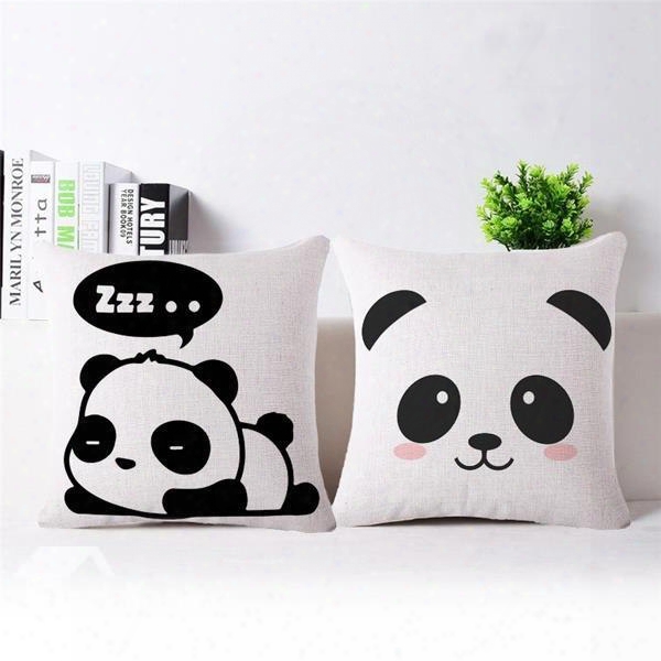 Minimalist Style Cute Panda Print Throw Pillow Case