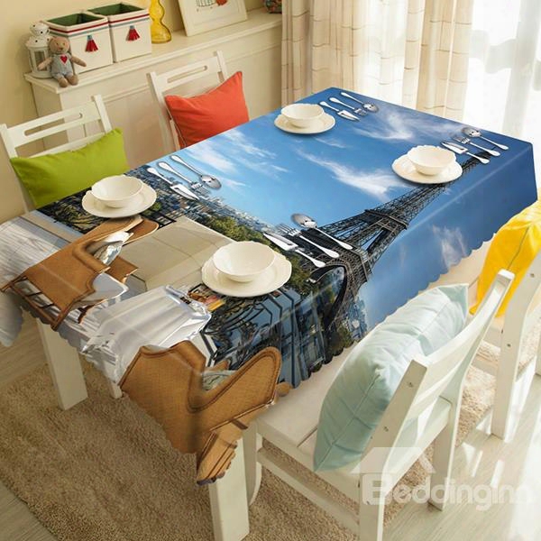 Modern Design Eiffel Tower Pattern 3d Tablecloth