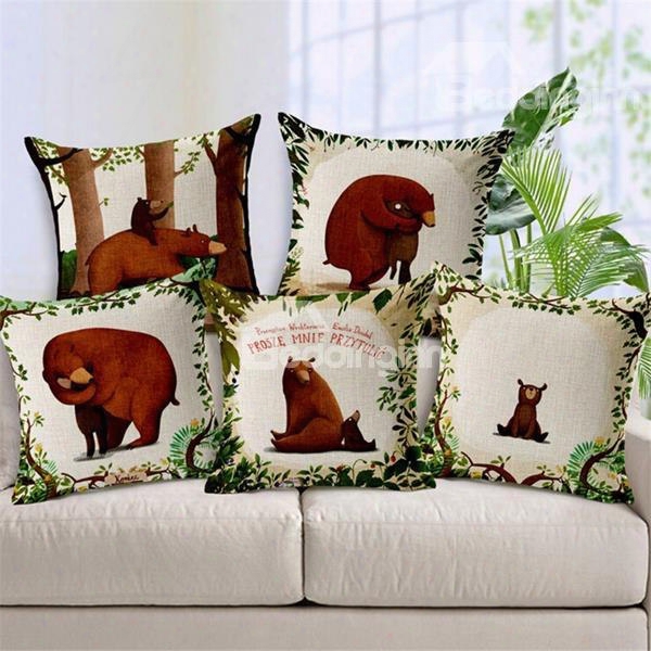 Modern Popular Bear Print Throw Pillow Case