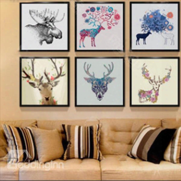 Modern Simple Northern Europe Elk Pattern Wall Art Print