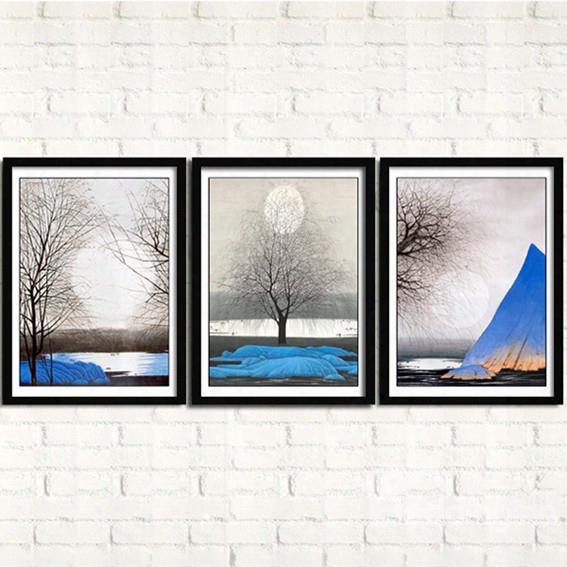 Modern Simple Winter Morning 3-panel Framed Wall Prints