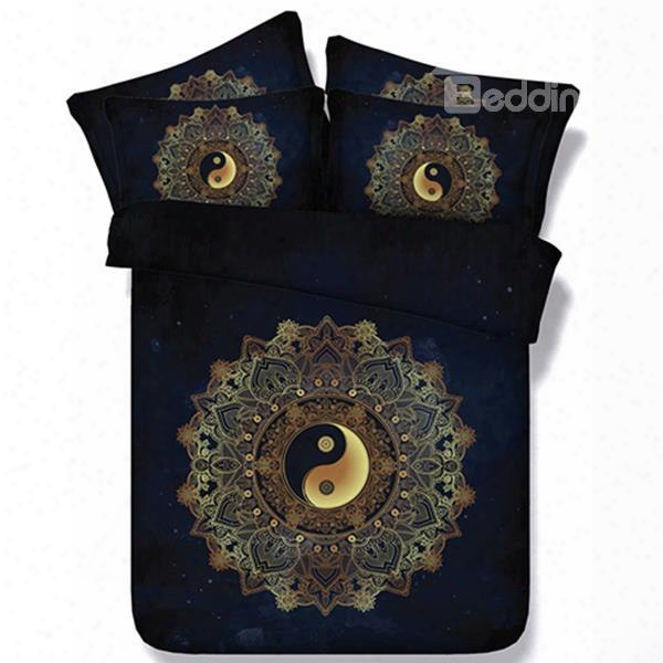 Mysterious Tai Chi Icon Print Two Pieces Pillow Case