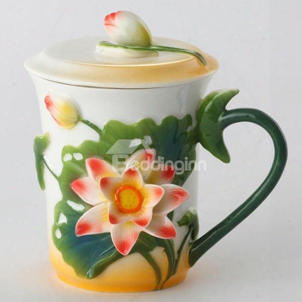 Natural Ceramic Lotus Pattern Cup Painted Pottery