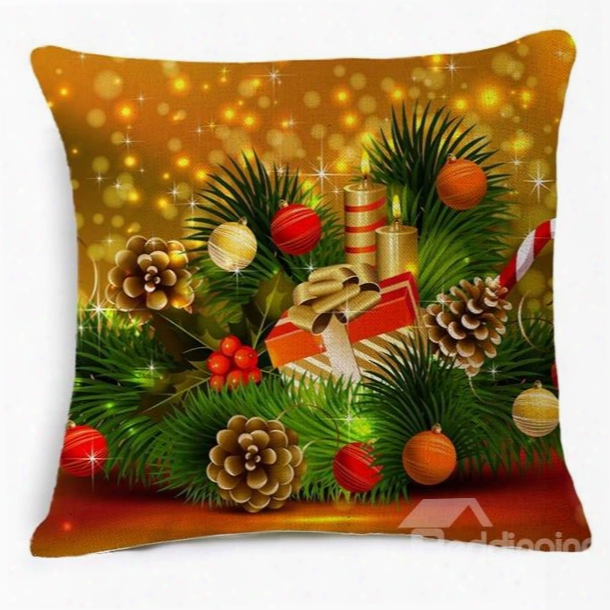 Ornate Christmas Decoration Reactive Printing Throw Pillow Case