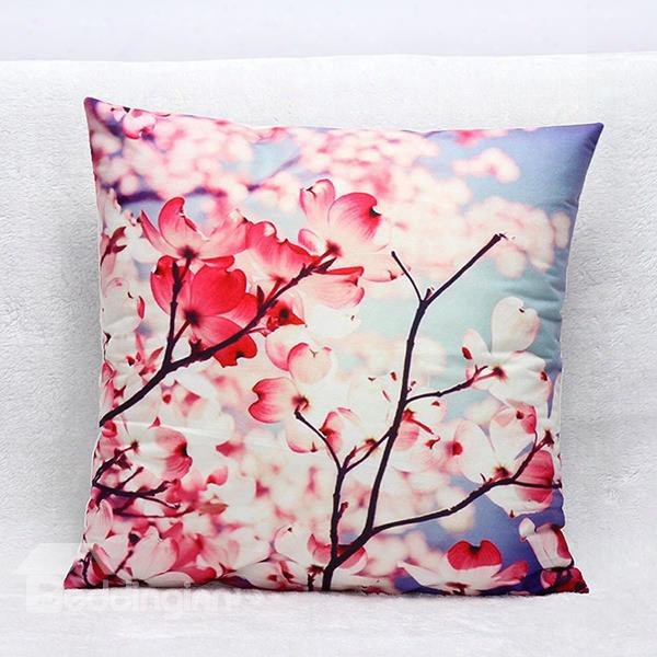 Pastoral Red Flowers Print Plush Throw Pillow