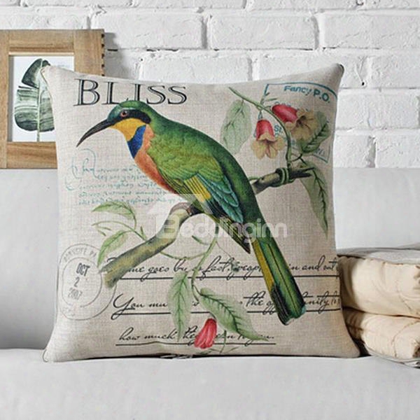 Pastoral Style Beauiful Birds Polyester Multifunctional Throw Pillow