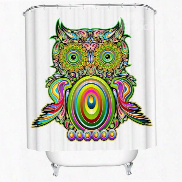 Pop Art Green Owl Print 3d Bathroom Shower Curtain