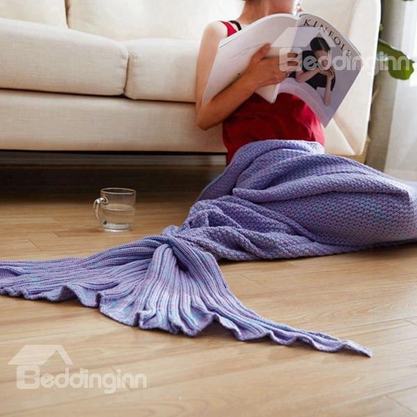 Popular Design Soft Knitted Mermaid Tail Orlon Blanket
