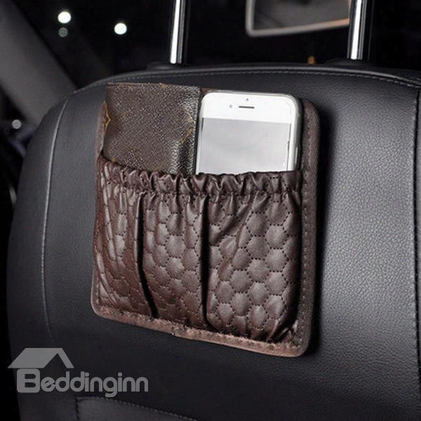 Refinement Small Coffee Pu Leather Material Backseat Organizer