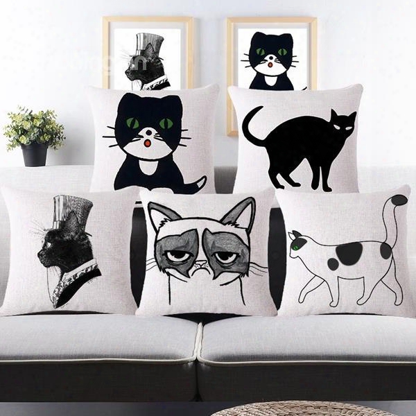 Simple Design Sexy Kitty Print Throw Pillow Case