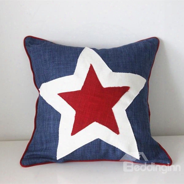 Simple Design Star Print Polyester Throw Pillow