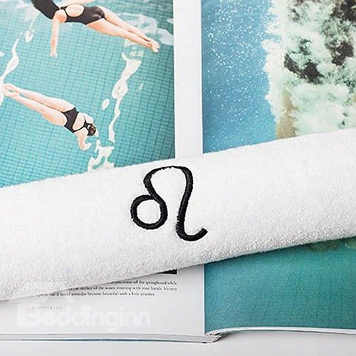 Softness And Absorbency White With Symbol Of Leo Face & Hand Towel