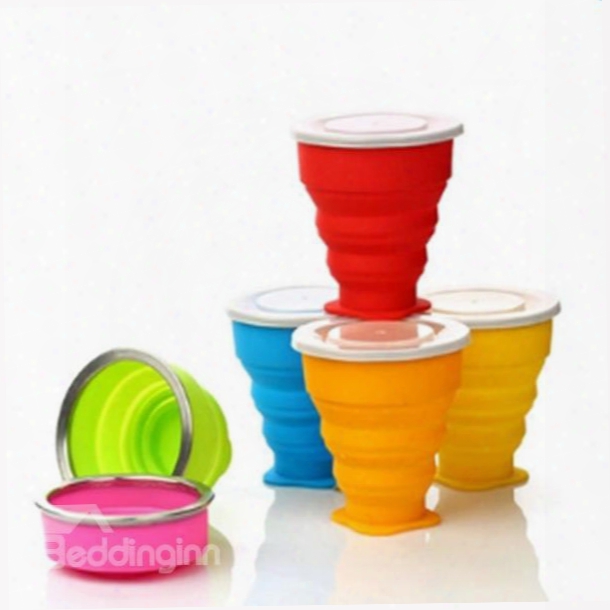 Solid Color Outdoor Portable Multi-functional Silica Gel Water Cup