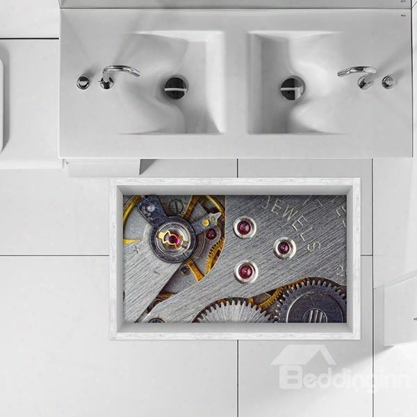 Sophisticated Mechanical Gears Slipping-preventing Water-proof Bathroom 3d Floor Sticker