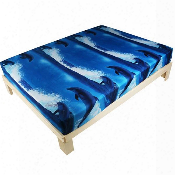 Stunning Dolphin Print 3d Polyester Fitted Sheet