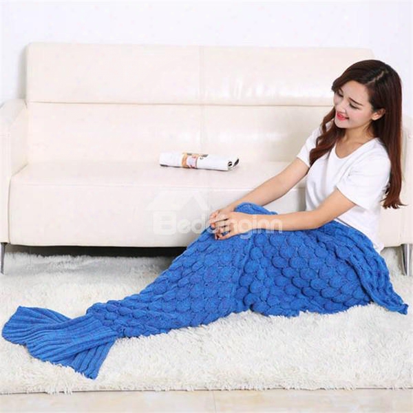 Super Soft Knitted Mermaid Tail Orlon Blanket