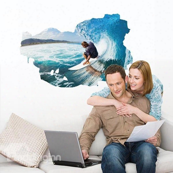 Surfing On The Blue Sea 3d Waterproof Wall Stickers