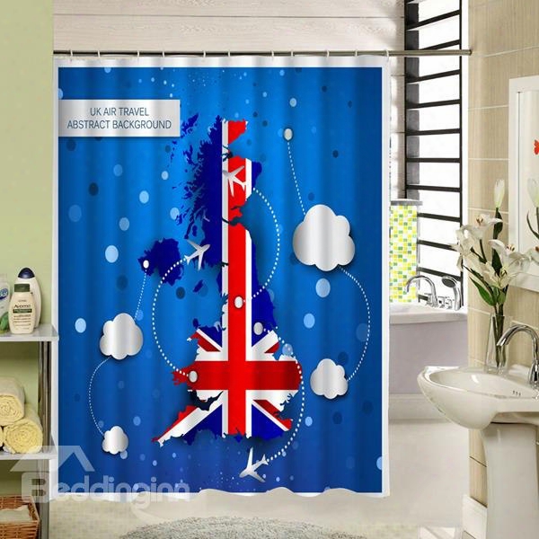 The Union Flag Printing Printing 3d Waterproof Polyester Shower Curtain